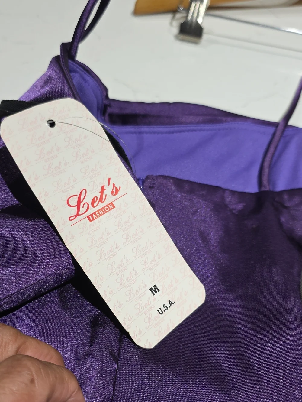 Let’s Satin NWT Purple Slip  Dress Size M Made In USA - Picture 8 of 10